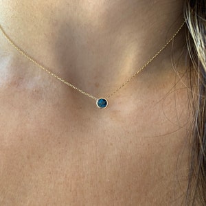 Blue Topaz Solitaire Necklace 0.25CT / 14k Gold Blue Topaz Necklace /London Blue Topaz Necklace /December Birthstone / Dainty Topaz Necklace