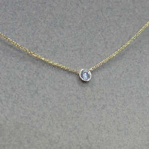 Diamond Solitaire Necklace / Diamond Bezel Necklace 0.20ct / image 6