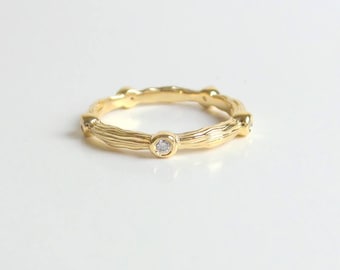 Diamond Wedding Band 0.14ct VS1 G Color 14k Yellow Gold / Stackable Diamond Ring / Delicate Diamond Ring / Dainty Wedding Ring