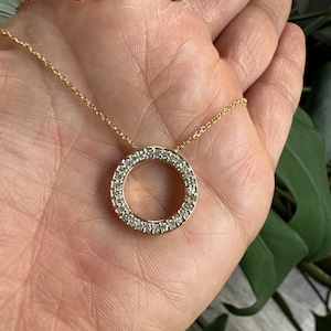 Diamond Circle Necklace / 14K Gold Diamond Circle Necklace / Mothers Day / Gift for her / Circle Necklace / Diamond Circle of Life Round