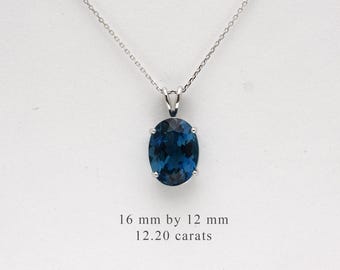 Blue Topaz Necklace / Sterling silver London Blue Topaz Pendant / December Birthstone / Oval Blue Topaz Necklace /