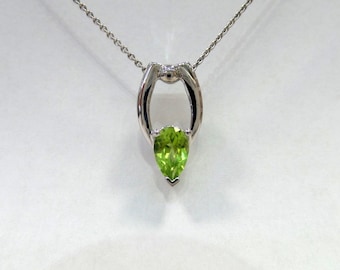 Peridot necklace/ pairshaped peridot slide necklace / august birthstone/ bridal gift/ silver peridot necklace /1.05 ct peridot