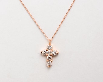 Diamond Cross Necklace 0.50CT / 14k  Gold Diamond Cross 0.50ct  / Gold Diamond Cross / Communion / Confirmation / Confirmation / Cross