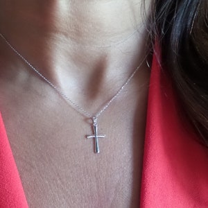Cross Necklace / 14k White Gold Cross Pendant / Solid Gold Cross / Communion Cross / Confirmation Cross / Baptism Cross / Religious Gift
