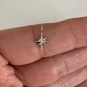 North Star Pendant / Starburst Diamond Pendant / 14k Gold Diamond North Star / Minimalist North Star Pendant / Dainty Starburst image 1