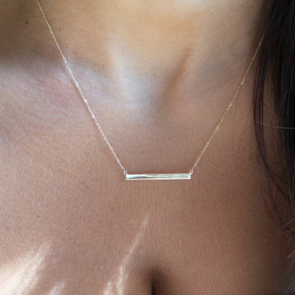 The Bar Necklace in Denim/Gold main image 1