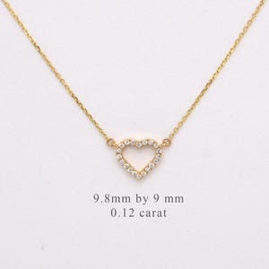 Small Diamond Heart Necklace 0.12CT / 14k Gold Diamond Heart Necklace /  Diamond Heart Necklace / Love Heart Necklace