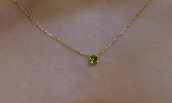 Peridot Necklace 4mm / 14k Gold Peridot 