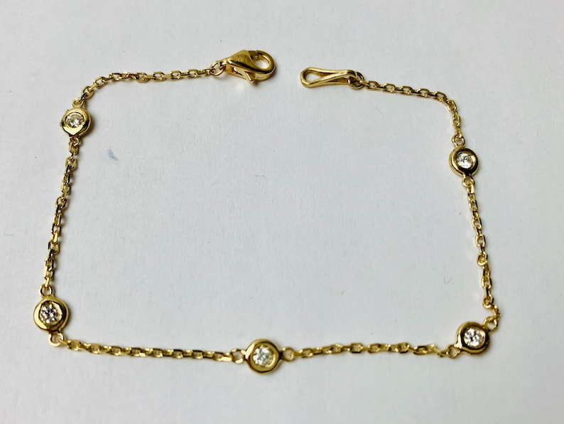 Diamond Bracelet Anklet / 14k Gold Diamond Station Bracelet Etsy