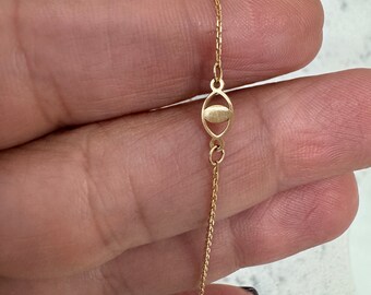 Evil Eye Bracelet / Small Evil Eye Bracelet / 14k White Gold Evil Eye Bracelet / Dainty Evil Eye / Mini Evil Eye Bracelet / Layering EvilEye