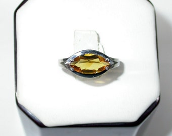 Sterling Silver 0.90 cts Genuine Yellow Citrine Ring