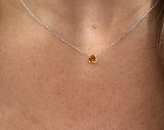 Birthstone Yellow Topaz Necklace 0.25ct / 14k Gold Yellow Topaz Necklace / November Birthstone Necklace / Dainty Topaz Pendant