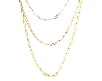 Paper Clip Chain / 14k Gold Paper Clip Chain / 14k Gold Paper Clip Chain / Layering 14k Gold Paper Clip Chain