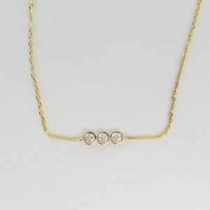 14k Gold Diamond Bezel Bracelet: Dainty Bridal Jewelry