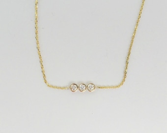 Diamond Bracelet 0.15CTS / Diamond Bezel Bracelet / 14k Gold Diamond Bracelet / Bridal Diamond Bracelet / Dainty Diamond Bracelet