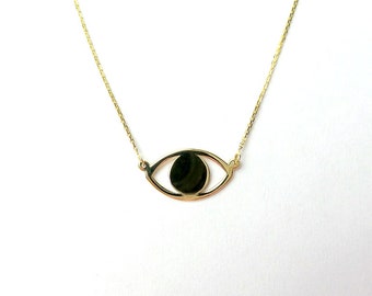 Evil Eye Necklace / Gold Evil Eye Necklace / 14k Rose Gold Evil Eye Necklace / Solid Gold Evil Eye / Layering Evil Eye Necklace
