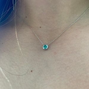 Emerald Necklace / 14k Gold Emerald Necklace / Solitiare Emerald Necklace / May Emerald Birthstone / Gold Emerald Necklace / May