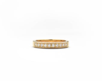 Diamond wedding band / womens wedding ring / 14 k white gold band / half eternity band / pave set diamond band / vintage look wedding band