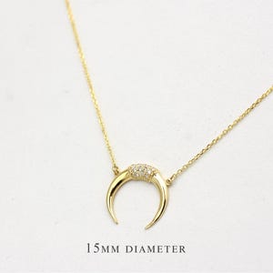 Horn Halskette / 14k Gold Horn Halskette mit Diamanten / Solid Gold Diamant Horn Halskette / Zierliche Horn Halskette / Gold Diamant Horn