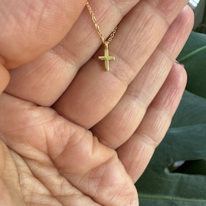 14k Solid Gold Small Cross Necklace: Religious Pendant