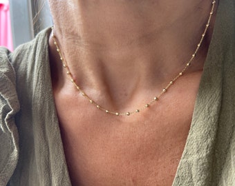 Ball Bead Chain Necklace /  14k Gold Ball Chain Necklace / Diamond Cut Ball Chain Necklace / Layering Ball Cut Chain Necklace