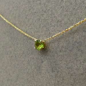 Peridot Necklace 4mm / 14k Gold Peridot Necklace / August Birthstone Necklace / Green Peridot BirthStone Necklace / Peridot Solitaire image 6