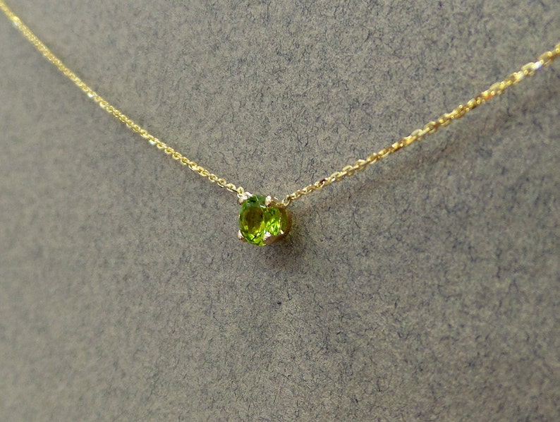 Peridot Necklace 4mm / 14k Gold Peridot Necklace / August Birthstone Necklace / Green Peridot BirthStone Necklace / Peridot Solitaire image 6