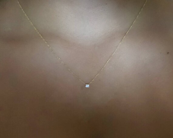 tiny solitaire diamond necklace