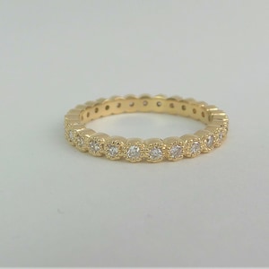 14k Gold Diamond Eternity Ring: Handmade Stackable Wedding Band