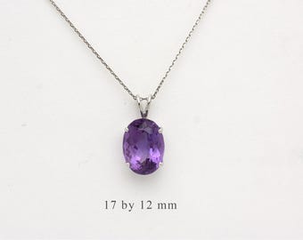 Amethyst Necklace/ Oval Amethyst Pendant/ Sterling Silver Amethyst Necklace/ February Birthstone/ Purple Amethyst/ Birthday Gift/ Giftidea