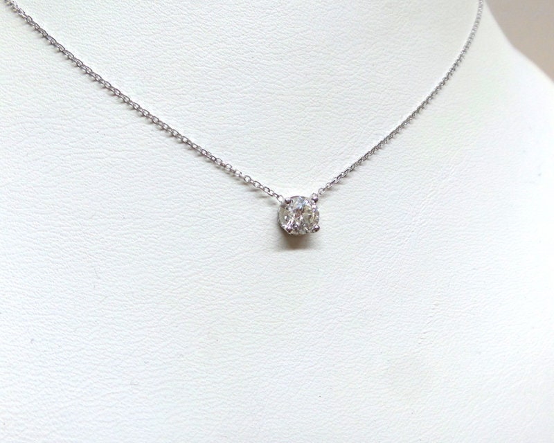 Diamond Necklace / 14k White Gold Diamond Necklace 0.50ct / Diamond ...