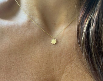 Sun Necklace / 14k Gold Eternal Sun Necklace / 14k Solid Gold  Sun Necklace