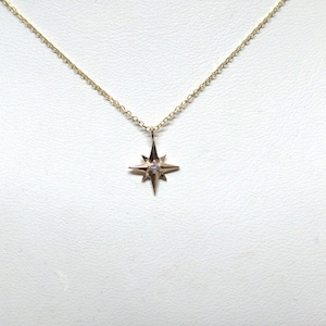 North Star Necklace / Starburst Diamond Necklace / 14k White Gold North ...