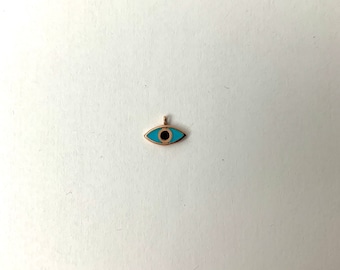 Evil Eye Pendant/ 14k Gold Evil Eye Pendant / Gold Evil Eye / Blue Enamel Evil Eye Necklace / Mini Evil Eye Necklace / Solid Gold EvilEye