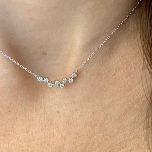 Collier diamant 0,25 ct / Collier grappe de diamants / Collier diamant nuptiale / Collier diamants en or blanc 14 carats / Grappe de diamants