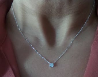 Diamond Necklace / 14k Gold Diamond Necklace 0.25CT  / Prong Set Diamond Solitaire Necklace / Dainty Diamond / Floating Diamond Necklace