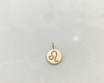 Leo Zodiac Sign / Zodiac Sign Necklace / 14k Gold Zodiac Sign / Constellation Necklace / 14k Solid Gold Zodiac Pendant