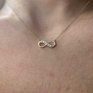 14k Gold Diamant Unendlichkeit Halskette: Handgemachter Solid Gold Love Anhänger