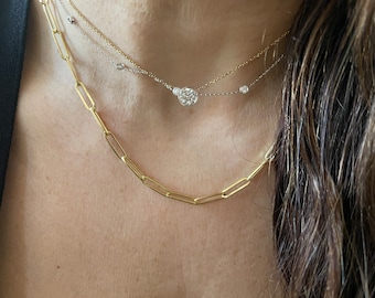 Paper Clip Chain / 14k Gold Paper Clip Chain / 14k Gold Paper Clip Chain / Layering 14k Gold Paper Clip Chain