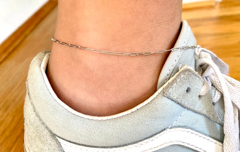 Paper Clip Ankle Bracelet / 14k Gold Paper Clip Chain Anklet Etsy