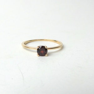 14k Gold Garnet Ring: Dainty January Birthstone Ring