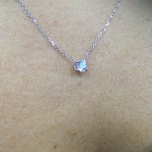 Diamond Necklace / 14k Gold Diamond Necklace 0.25CT / Prong Set Diamond Solitaire Necklace / Dainty Diamond / Floating Diamond Necklace image 10