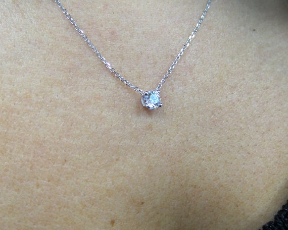 Diamond Necklace / 14k Gold Diamond Necklace 0.25CT / Prong | Etsy 
