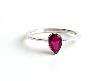 Ruby Engagement Ring  14k White Gold/ Delicate Ruby Ring/ Gold Ruby Engagement Ring/ Engagement Ring/ Dainty Ruby Ring/ Natural Ruby Ring