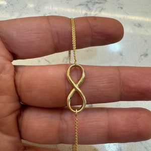 14k Gold Infinity Bracelet: Dainty Love Bracelet, Adjustable Chain