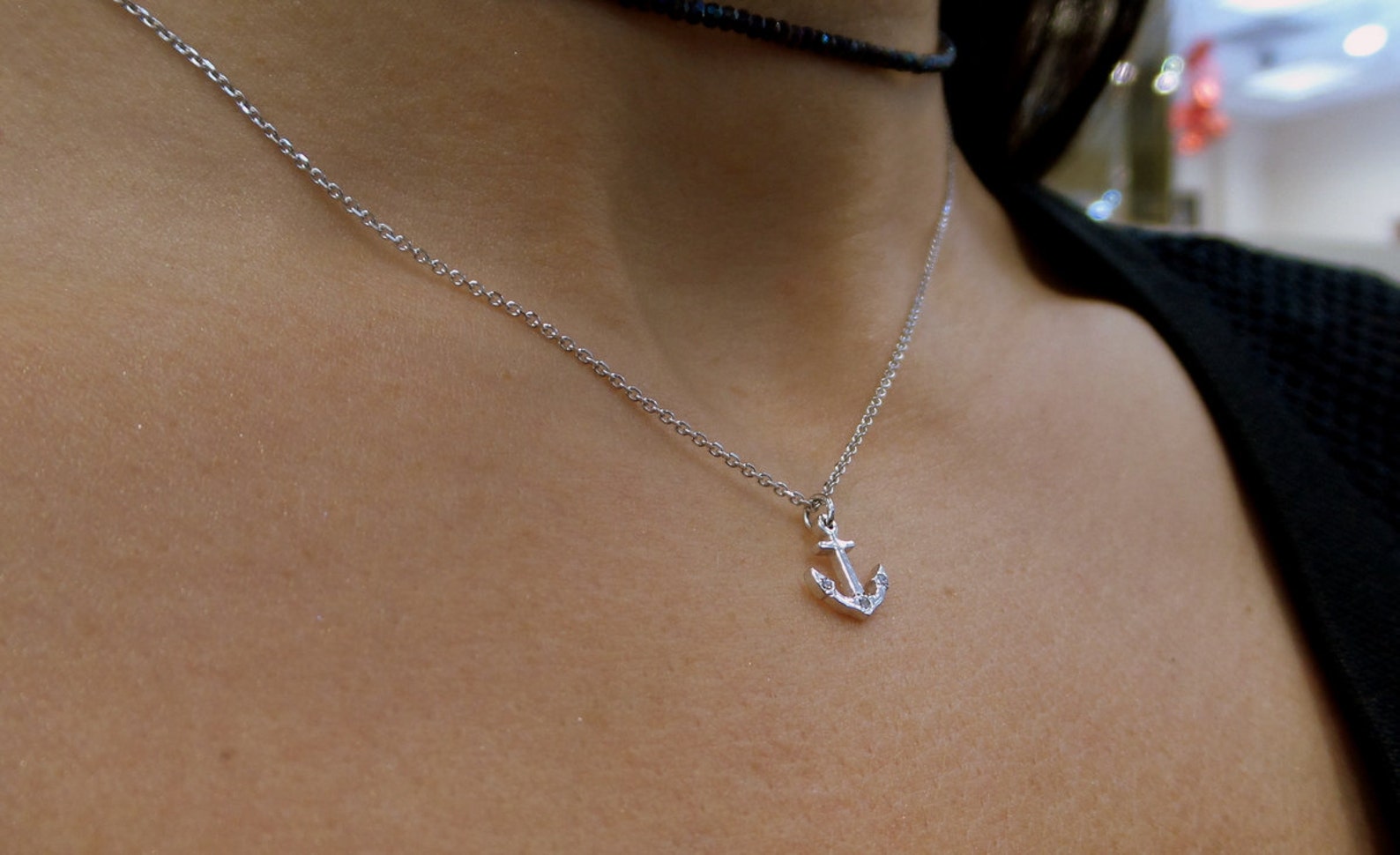 Anchor Necklace/ Diamond Anchor Necklace/ 14k Gold Anchor Etsy