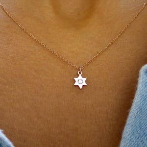 Star of David Necklace/ 14k Gold Star of David Pendant/ Rose Gold Star ...