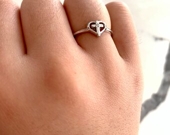 Diamond Cross Ring / 14k Gold Diamond Cross Ring / Communion Gift / Confirmation Gift / Graduation Gift / Dainty Cross Ring / Religious