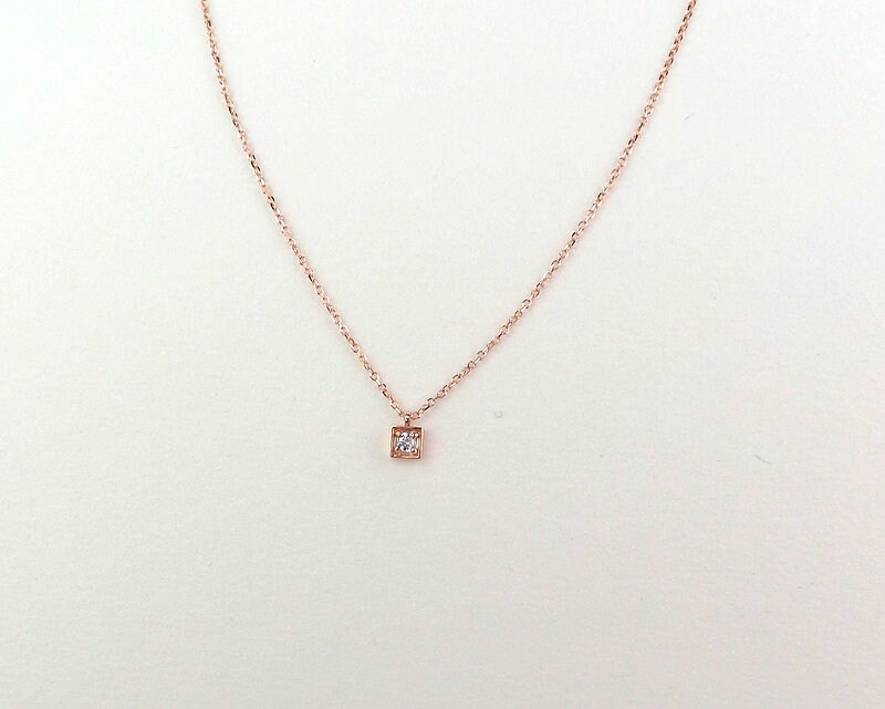 Buy 14k Solid Gold Necklace, Solitaire Diamond Necklace, Round Cut Zircon  Pendant, Single Diamond Necklace, Minimalist Gold Jewelry Online in India -  Etsy