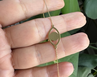 Evil Eye Bracelet / Gold Evil Eye Bracelet / 14k Gold Evil Eye Bracelet / Dainty Evil Eye / Large Evil Eye Bracelet /  Layering Evil Eye